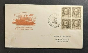 1937 SS President Jackson Merchant Marine Cover to Portland Oregon