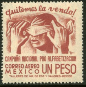 MEXICO C154, $1Peso Blindfold, Literacy Campaign Mint. UNUSED, NO G. F-VF