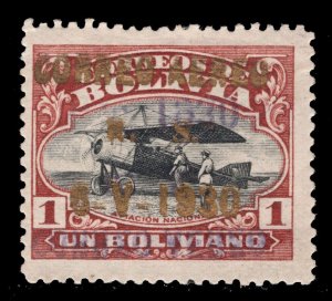 MOMEN: BOLIVIA SC #C23 GOLD OVPT 1930 AIRMAIL ZEPPELIN MINT OG H LOT #67518*