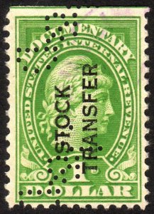 1918, US $1, Stock Transfer, Used, Sc RD12