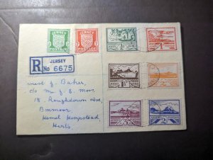 1943 Registered England British Channel Islands Cover Jersey CI to Herts