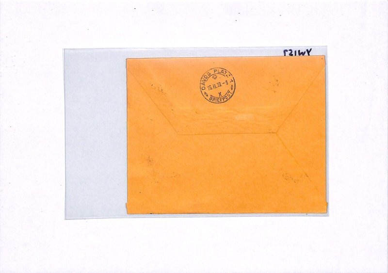 SWITZERLAND Air Cover *GLIDER MAIL* 1933 FIRST ALPS-CROSSING FLIGHT Arosa YW157