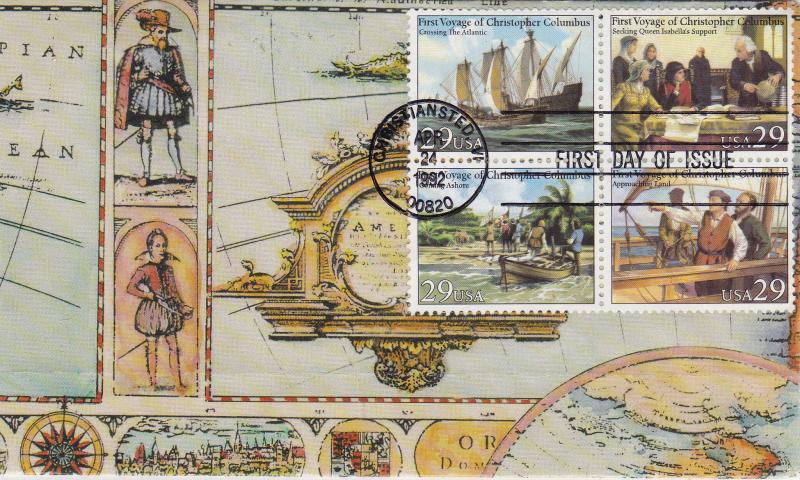 United States 1992 Voyage of Columbus Hand Made/Folded MAP Cover  FDC