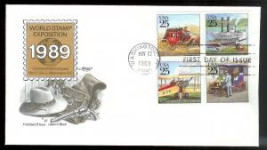 UNITED STATES FDC 25¢ UPU Block of 4 1989 Artmaster