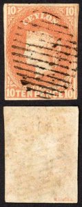 Ceylon SG9 10d Dull Vermilion Fine Four margins Cat 350 pounds