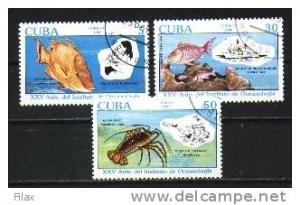 Cuba, Fish #3225-3227, CTO. 