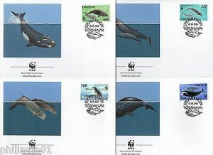 Faroe Islands 1990 WWF Whales Fish Marine Life Sc 208-11 Fauna Mammals FDCs #W99