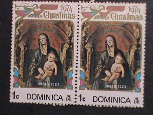 ​DOMINICA-1974 SC#412 PAINTING-VIRGIN $ THE CHILD MNH  STRIP VERY FINE