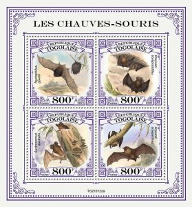 Togo 2021 MNH Wild Animals Stamps Bats Flying Mammals 4v M/S