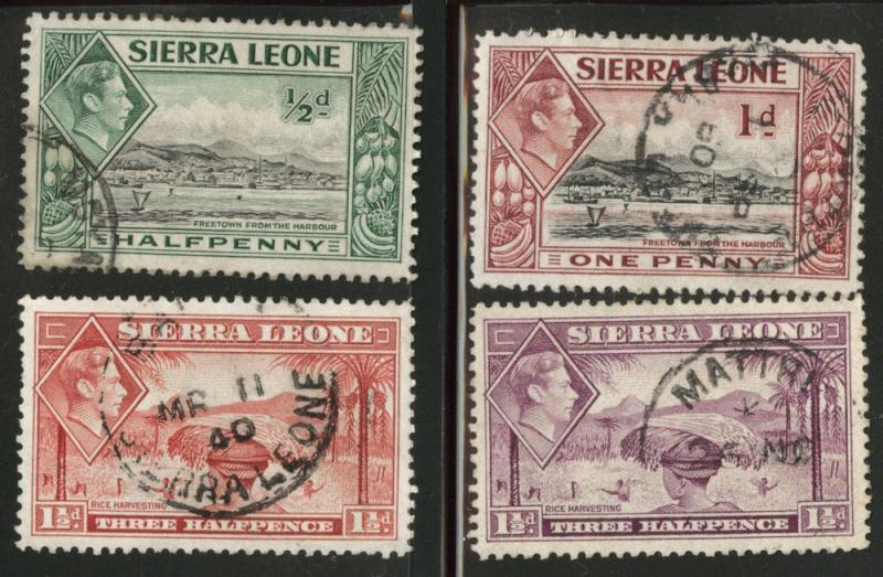 Sierra Leone Scott 173-175A 1938 used stamps CV$2.60