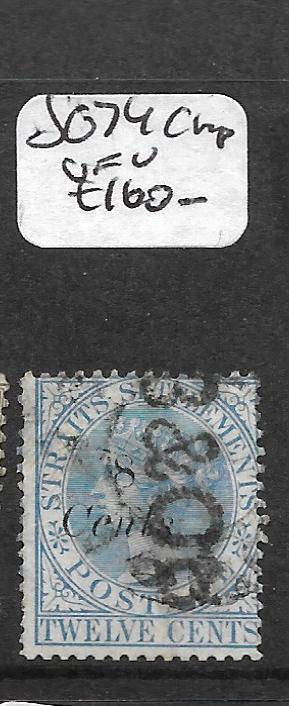 MALAYA STRAITS SETTLEMENTS (P0101B) QV 8C/12C SG 74 CHOP  VFU