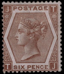 GB QV SG122, SCARCE 6d deep chestnut plate 11, M MINT. Cat £750. TJ