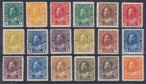 Canada Sc 104-122 MLH. 1911-1925 KGV definitives cplt