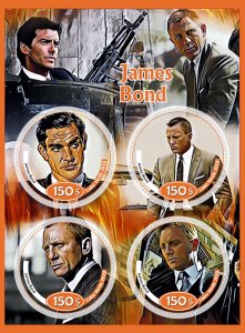 Stamps. Cinema. James Bond  2019 year 1+1 sheets perforated