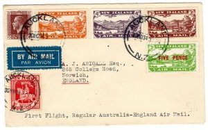 New Zealand First Flight Auckland to England 30 Nov 34 Scott #s C 1- 4