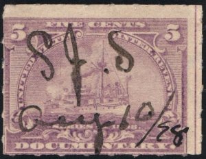 R167 5¢ Documentary Stamp (1898) Used