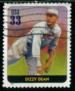 3408s US 33c Legends of Baseball - Dizzy Dean, used