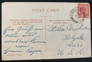 1908 Gibraltar Picture Postcard Cover To Holyoke MA USA The Library