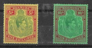 BERMUDA 1938 -53 Keyplates 5/- green and red - 70658