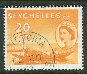 SEYCHELLES; 1954 early QEII issue fine used 20c. value