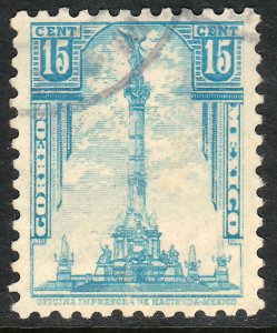 MEXICO 713, 15c INDEPENDENCE MONUMENT 1934 DEFINITIVE USED  F-VF. (534)
