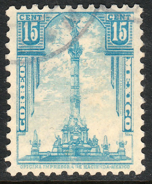 MEXICO 713, 15c INDEPENDENCE MONUMENT 1934 DEFINITIVE USED  F-VF. (534)