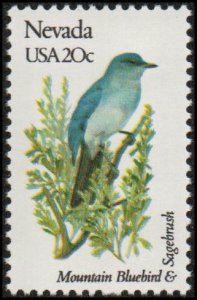 United States 1980A - Mint-NH - 20c Nevada / Mountain Bluebird (1982)