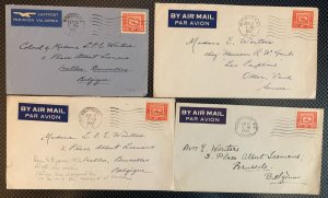 Canada 1952-54 Airmail Covers To Belgium/Switzerland 15c Rate x4