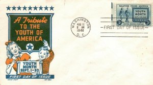 SC#963 FDC 1948 - Celebrate the Youth Cachet - Unaddressed - Single - F429