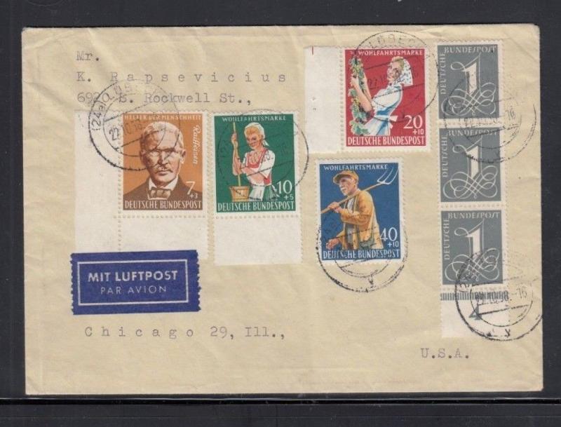 Germany 1958 Air Mail Cover to USA B362 - 365 