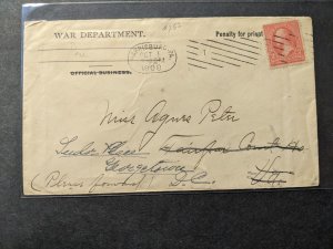 1898 SPANISH AMERICAN WAR War Dept Postal History Cover Harrisburg, PA 