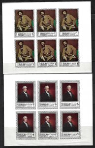 UAE SHARJAH 1968 AMERICAN CLASSIC PAINTINGS Mi 448B 453B EIGHT FULL IMPERF SHEET