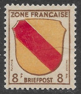 Germany, French Occupation Scott 4N4 MH, 8pf issue of 1945 (dog hair)