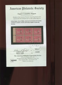 279BjS Washington Specimen Overprint Booklet Pane of 6 Stamps w/APS Cert APEX