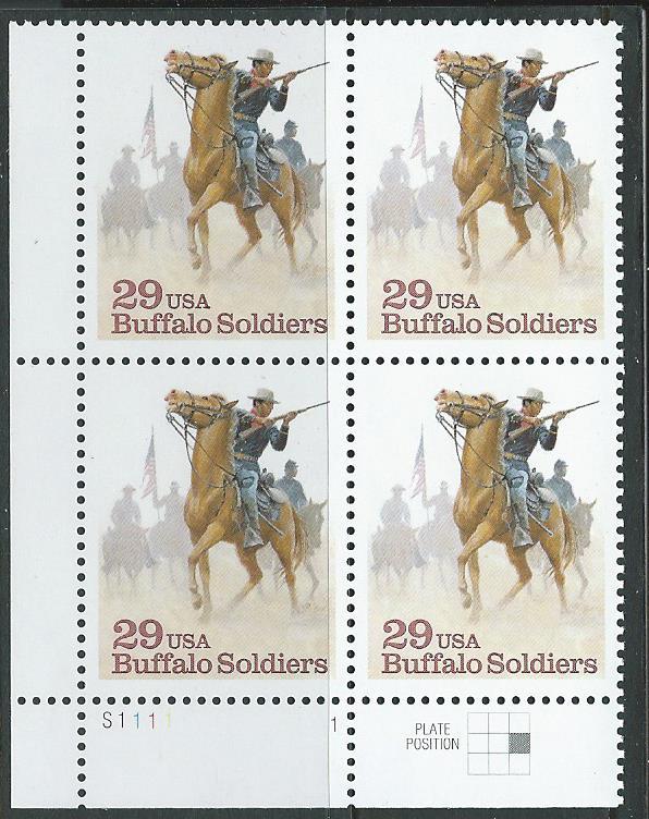 US#2818  29c Buffalo Soldiers Plate Block  (MNH) CV $2.50