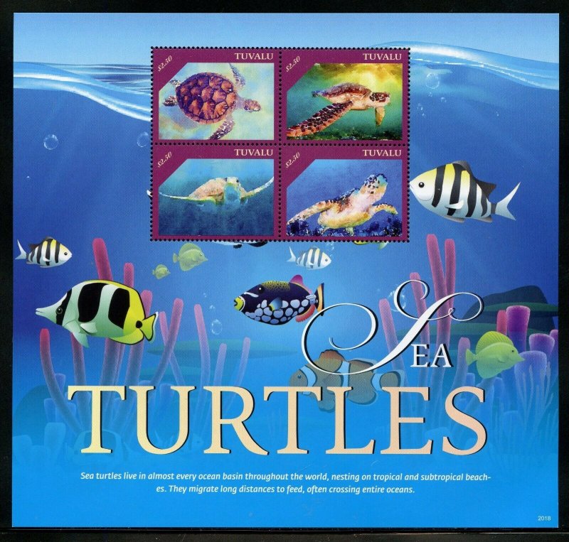 TUVALU 2020 SEA TURTLES SHEET MINT NH