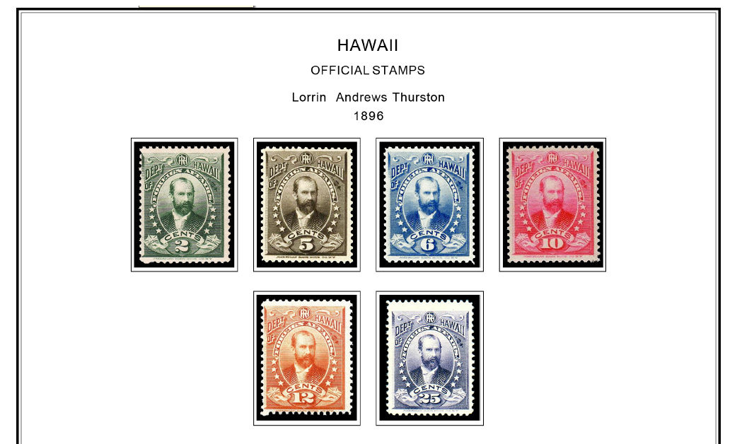 COLOR PRINTED HAWAII [KINGDOM] 18511896 STAMP ALBUM PAGES (6