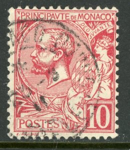 Monaco 1901 Prince Albert 10¢ Carmine Scott # 15 VFY E912