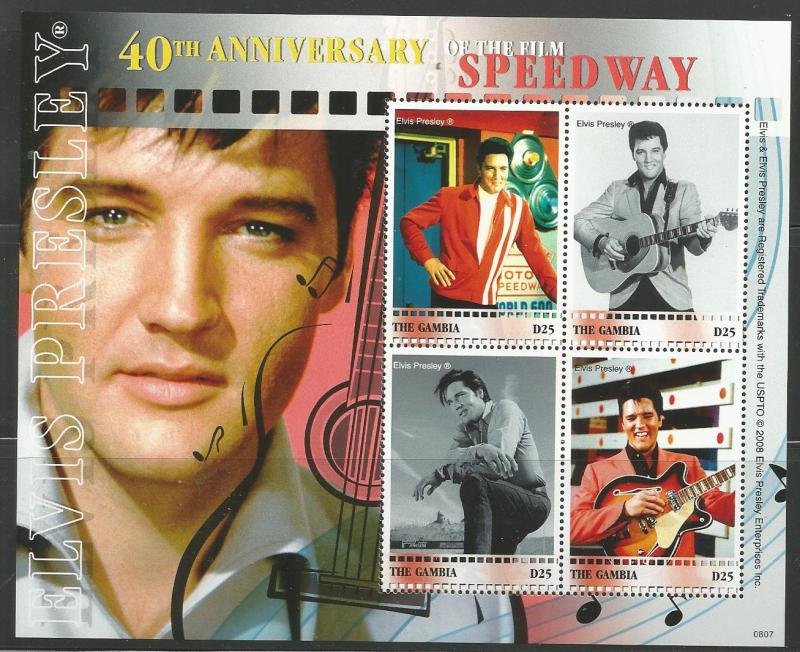 GAMBIA  3156, MNH,  SHEET OF 4, #A-D, ELVIS PRESLEY