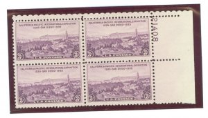 United States #773 Unused Plate Block