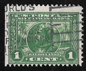 397 1 cent SUPER LOGO CANCEL Vasco Nunez de Stamp used F