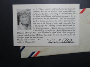 US 1930 Doc Ator Cacheted Flight Cover w/ Signed Card Inside - Z10483