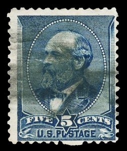 Scott 216 5c Indigo Garfield Issue Used Fine Cat $20