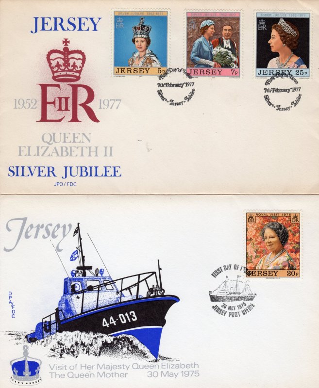 Jersey 1972/1977 ROYALTY LOT OF 4 FDC