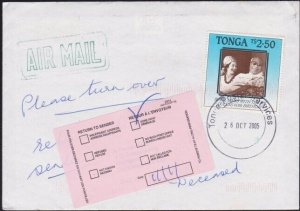 TONGA 2005 cover to Cambridge UK -  Returned to Sender.....................B1594