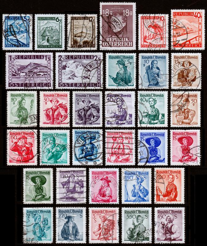 Austria Scott 455 // 553 (1945-52) Used F-VF Y