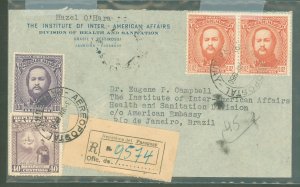 Paraguay  1950 registered cover to Brazil