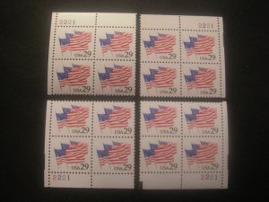 Scott 2531, 29c Flags on Parade, PB4 #2221 x4, Matched Set, MNH Durland Premium