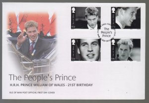 Isle of Man -  2003  Prince William ,  set of 4,  on FDC