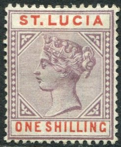 ST LUCIA-1891-98 1/- Dull Mauve & Red Sg 50 AVERAGE MOUNTED MINT V48996